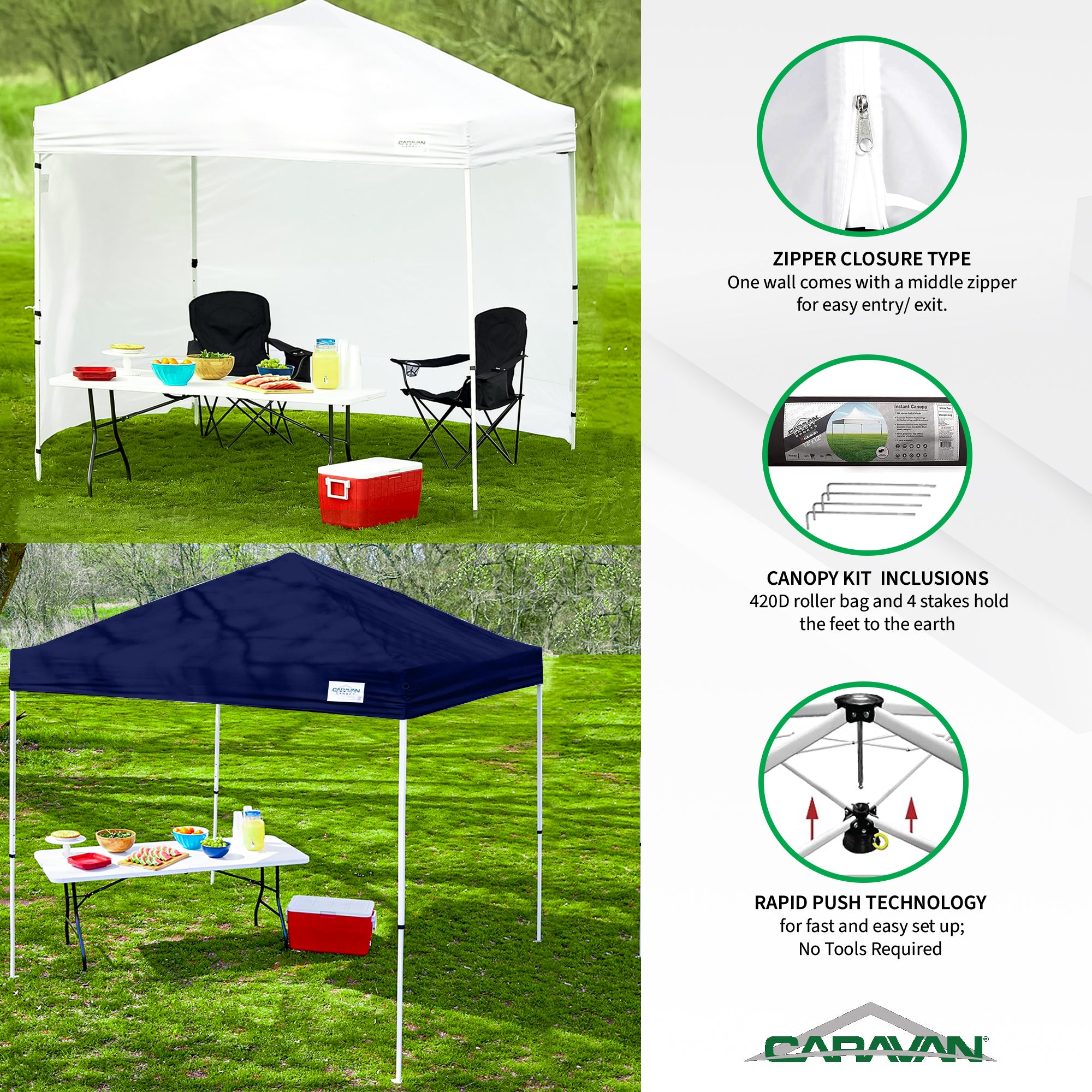 Caravan Canopy V Series Sidewalls & M Series Shade Tent  & Set of 4 Weight Plate - VMInnovations