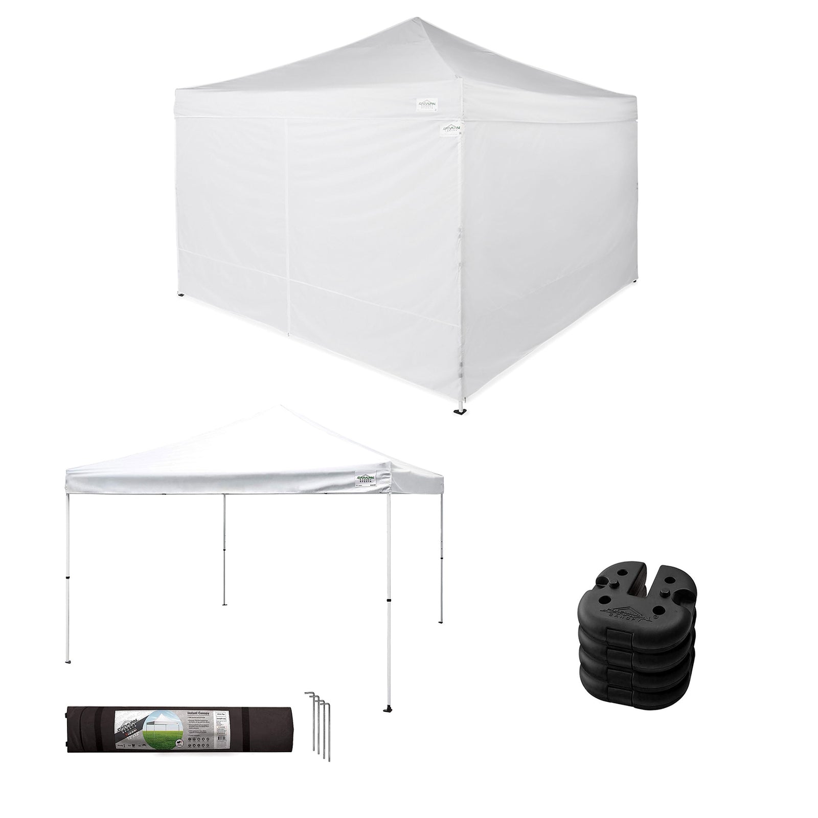Caravan Canopy Straight Leg Instant Canopy and Sidewalls w/Set of 4 Weights - VMInnovations