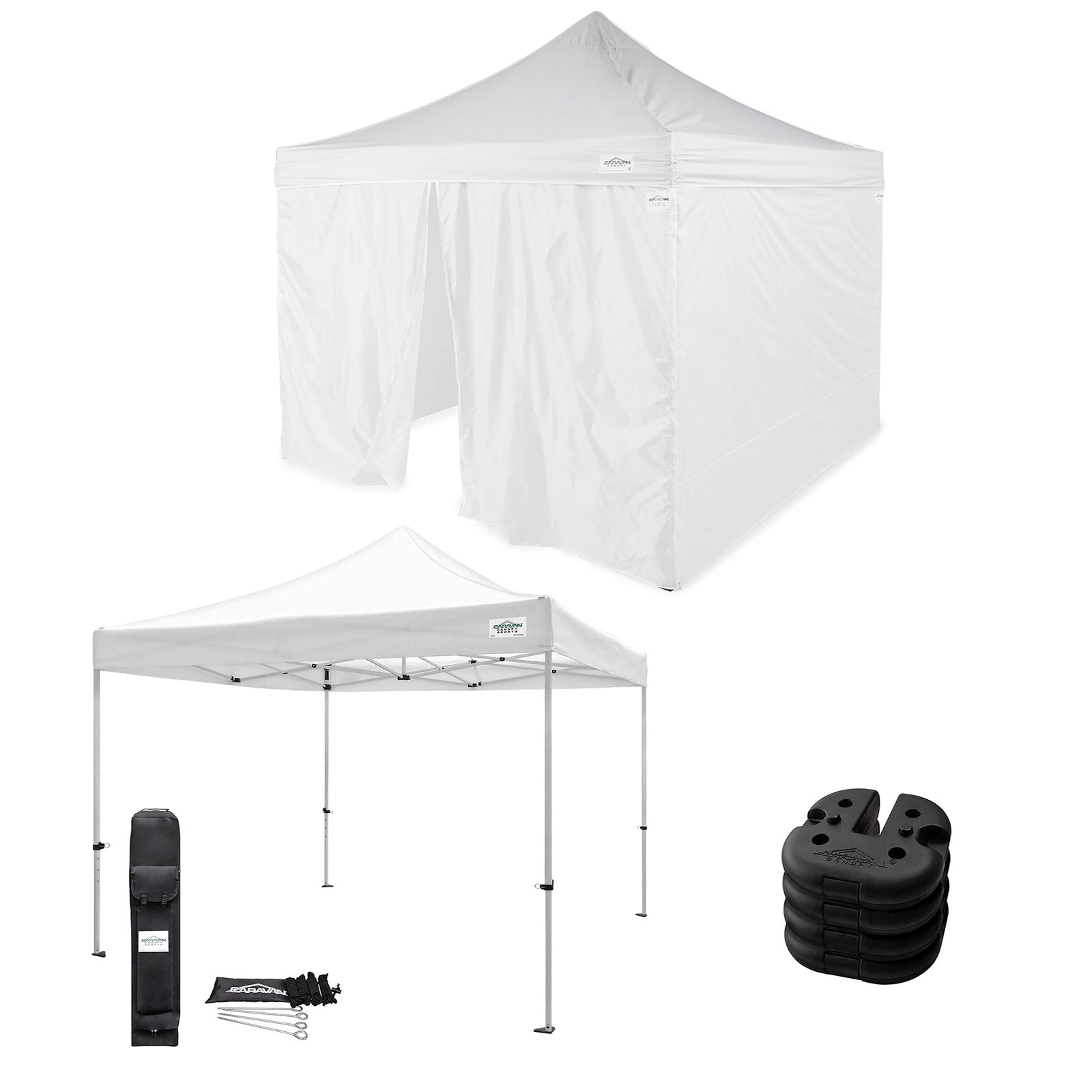Caravan Canopy Sidewalls w/TitanShade 10x10' Instant Canopy Kit  & 4 6lb. Plates - VMInnovations