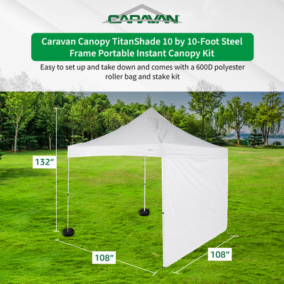 Caravan Canopy Sidewalls w/TitanShade 10x10' Instant Canopy Kit  & 4 6lb. Plates