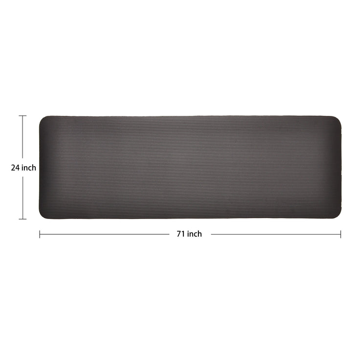 Signature Fitness 1" Extra Thick Exercise Fitness Yoga Mat w/ Carry Strap, Black