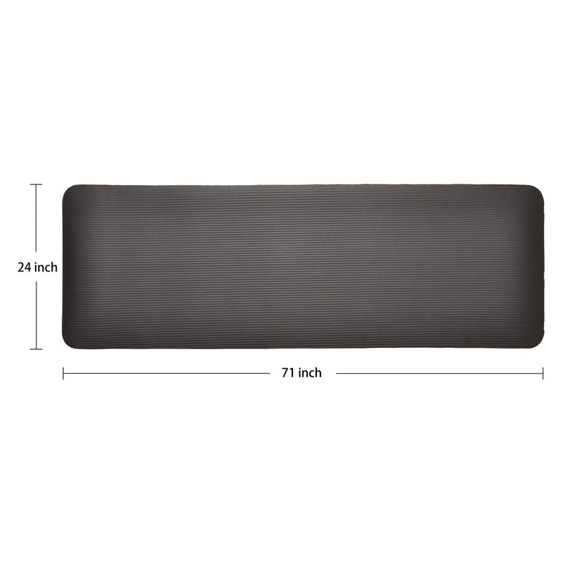 Signature Fitness 1" Extra Thick Exercise Mat w/ Carry Strap, Black (Open Box)