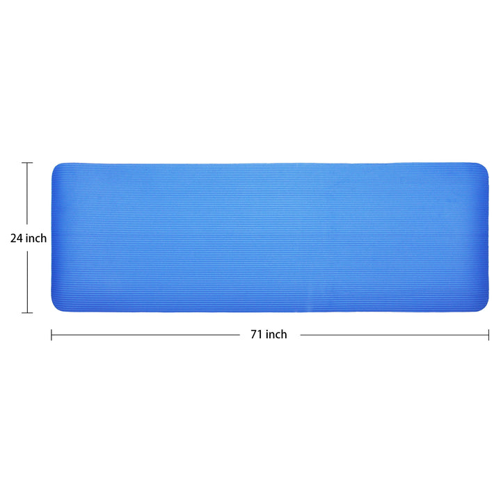 Signature Fitness 1" Extra Thick Fitness Yoga Mat w/ Carry Strap, Blue(Open Box) - VMInnovations
