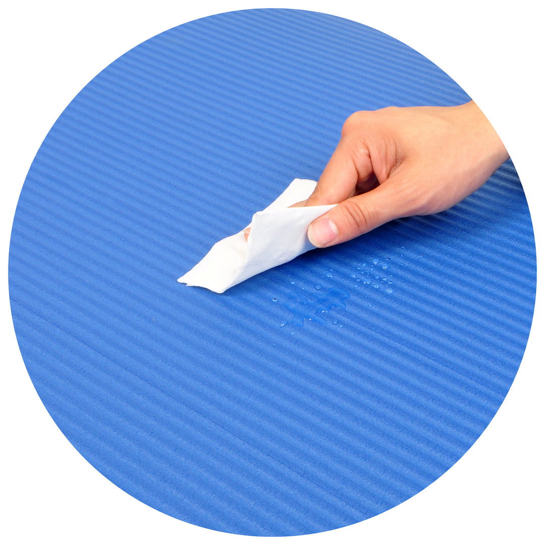 Signature Fitness 1" Extra Thick Fitness Yoga Mat w/ Carry Strap, Blue(Open Box)