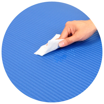 Signature Fitness 1" Extra Thick Fitness Yoga Mat w/ Carry Strap, Blue(Open Box)