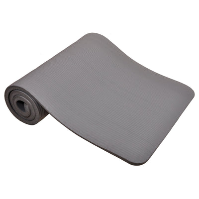 Signature Fitness 1" Extra Thick Exercise Fitness Yoga Mat w/ Carry Strap, Gray