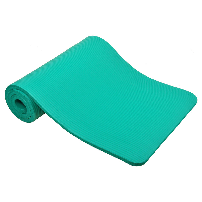 Signature 1" Extra Thick Exercise Fitness Yoga Mat w/ Carry Strap, Green (Used)