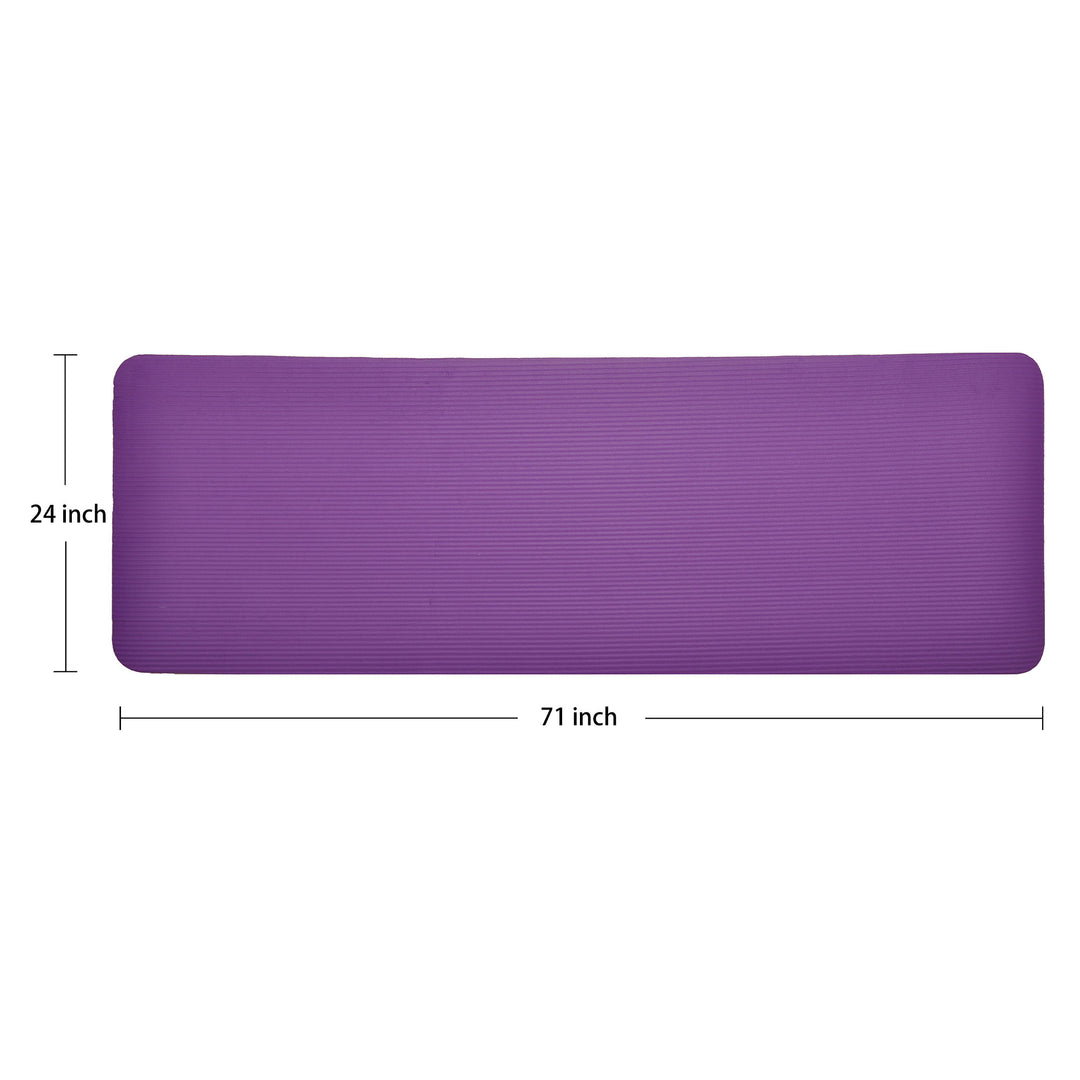 Signature Fitness 1" Extra Thick Exercise Fitness Yoga Mat & Carry Strap, Purple