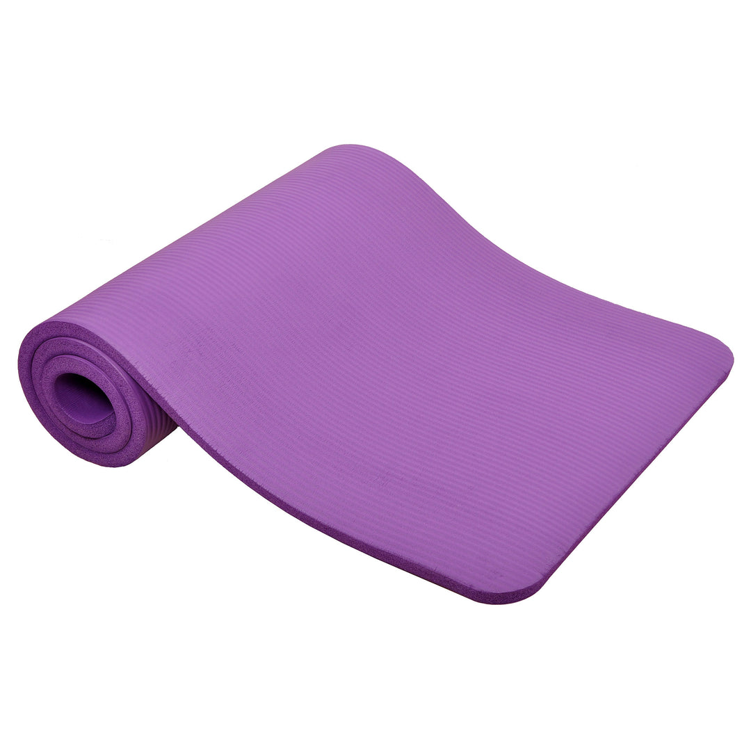 Signature Fitness 1" Thick Fitness Yoga Mat & Carry Strap, Purple (Open Box)