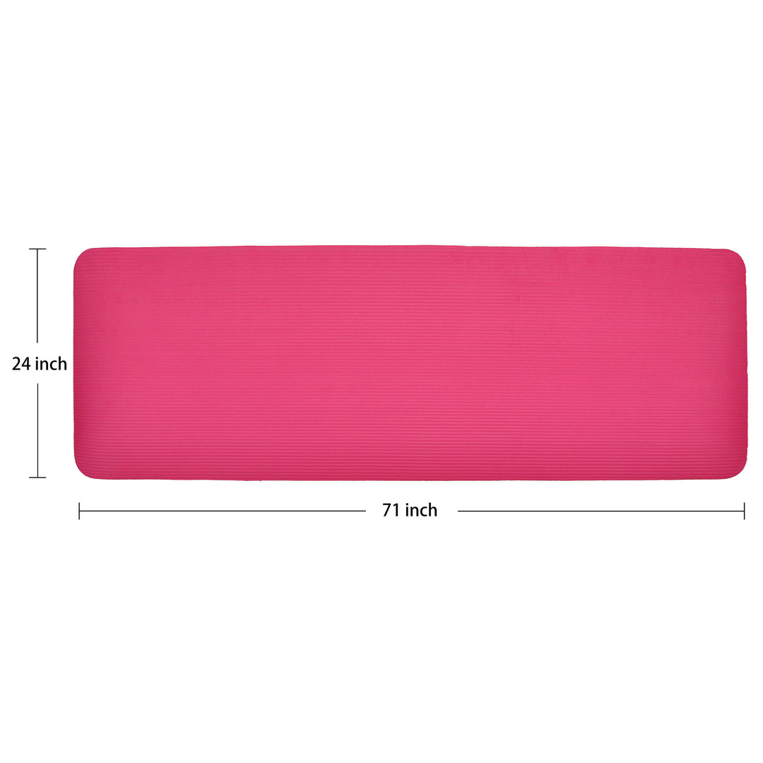 Signature Fitness 1" Extra Thick Exercise Fitness Yoga Mat w/ Carry Strap, Pink