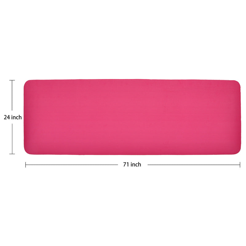 Signature Fitness 1" Extra Thick Fitness Yoga Mat w/ Carry Strap, Pink(Open Box)