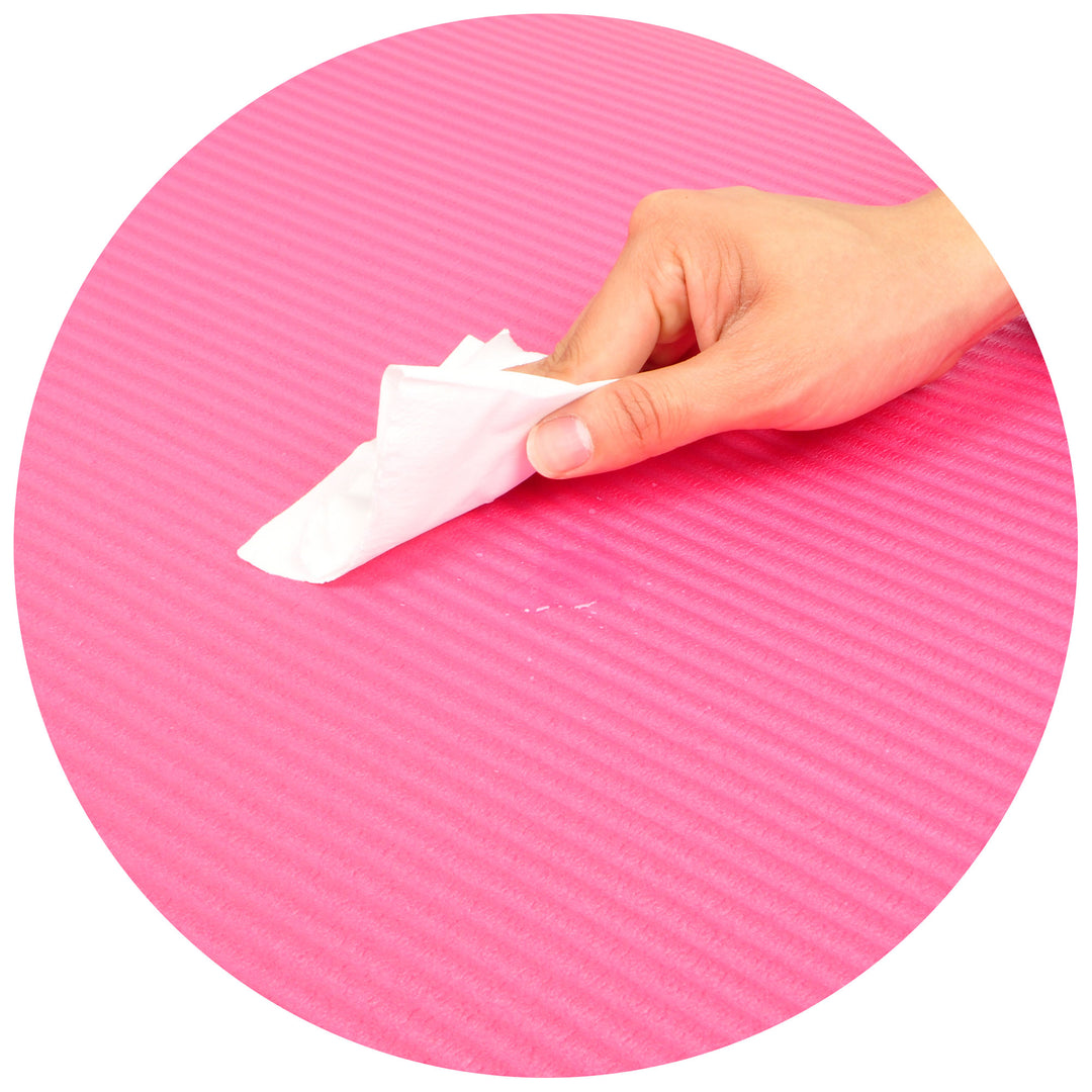 Signature Fitness 1" Extra Thick Fitness Yoga Mat w/ Carry Strap, Pink(Open Box) - VMInnovations