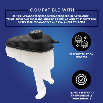 Brock 1667-0009 Plastic Truck Coolant Recovery Reservoir Tank with Cap, Black