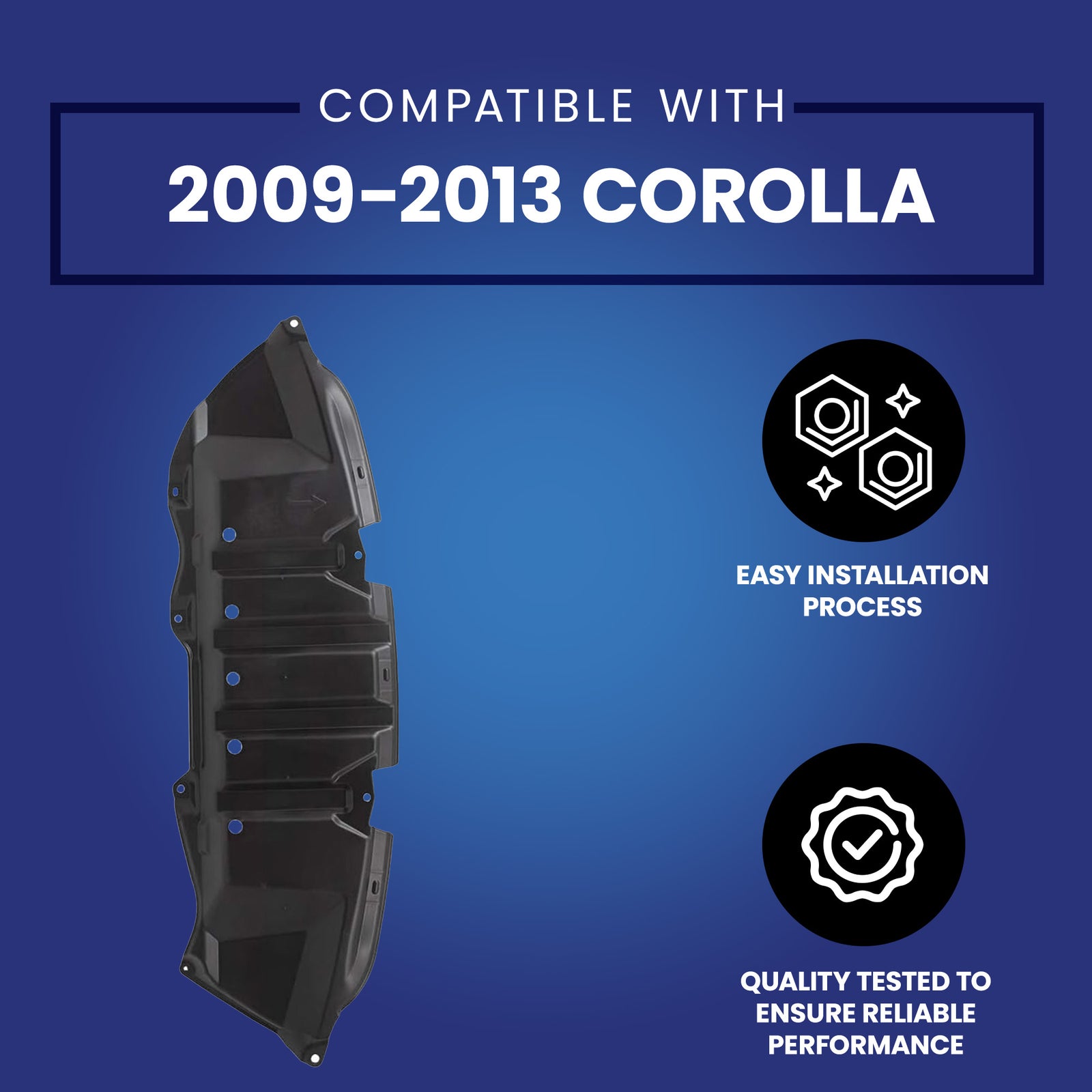 Brock Replacement Engine Splash Shield 09-13 Toyota Corolla Sedan, Black (Used) - VMInnovations