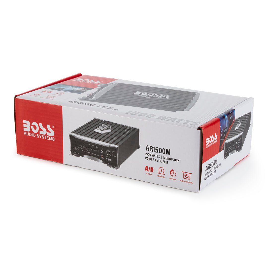 Boss Audio AR1500M Armor 1500 Watt Mono A/B MOSFET Power Car Amplifier & Remote