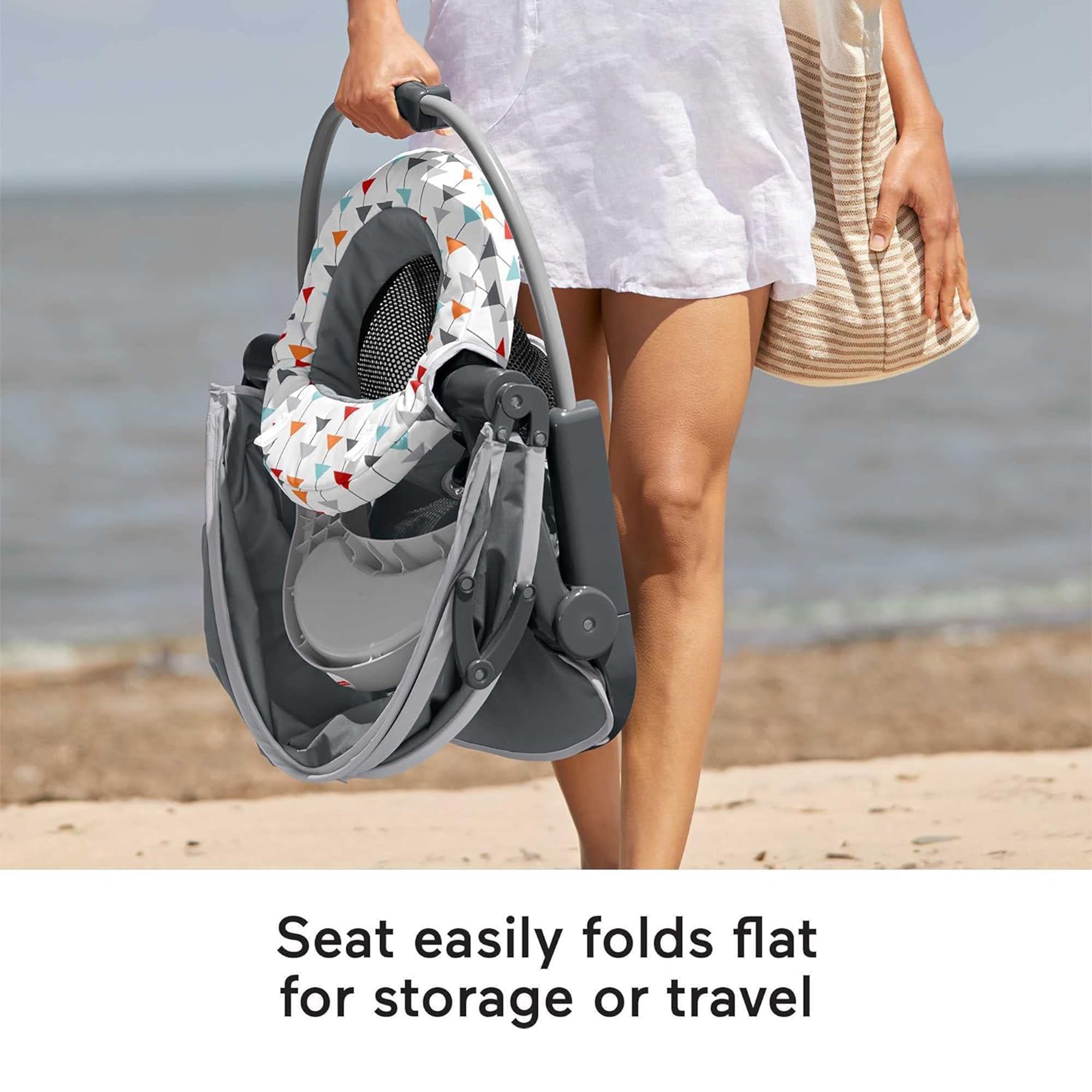 Fisher-Price Foldable Baby Travel Chair On The Go Sit Me Up Floor Seat w/Canopy - VMInnovations