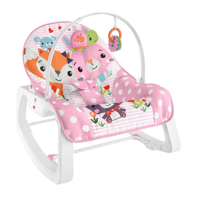 Fisher-Price Infant to Toddler Rocker with Removable Toy Bar, Pink Critters