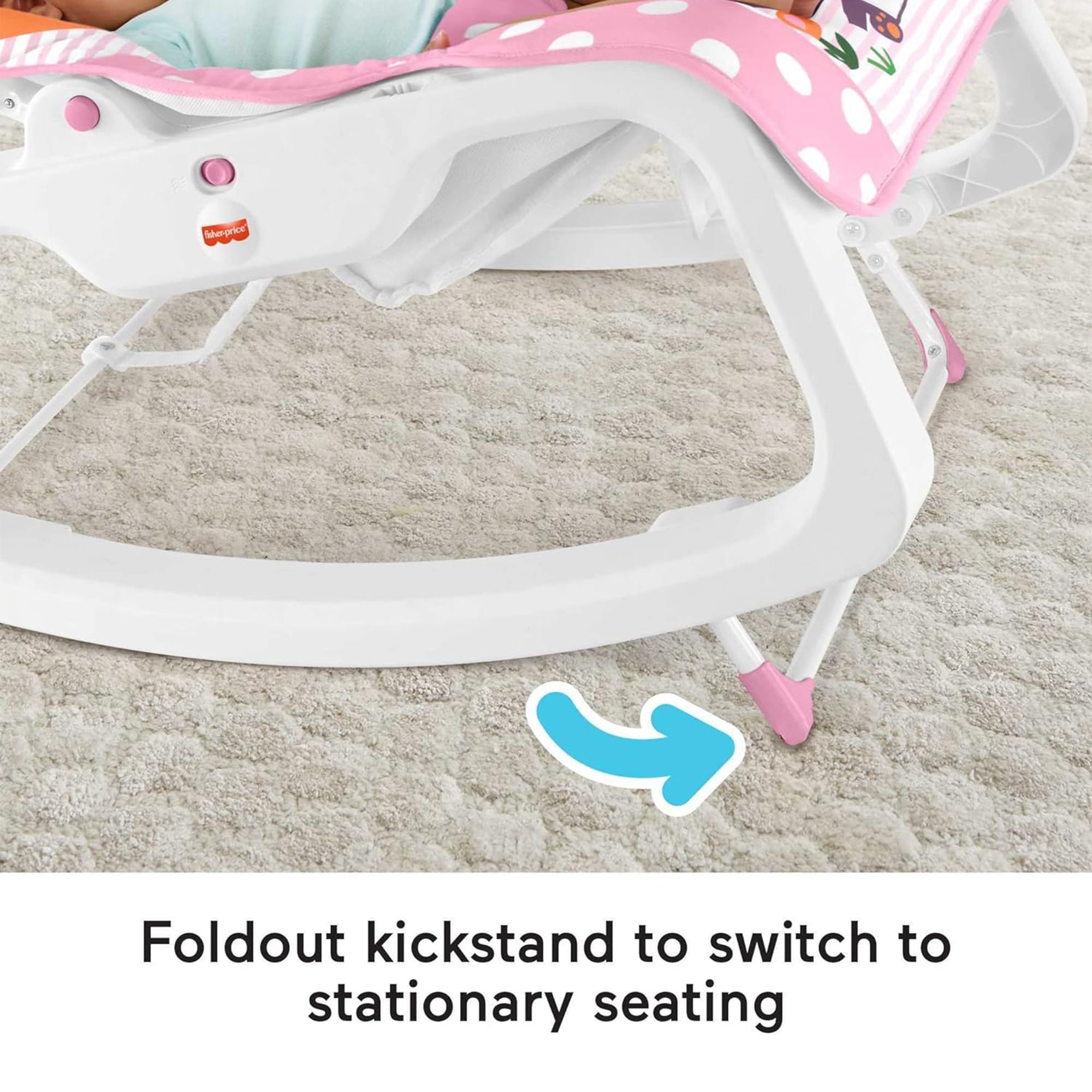 Fisher-Price Infant to Toddler Rocker with Removable Toy Bar, Pink Critters