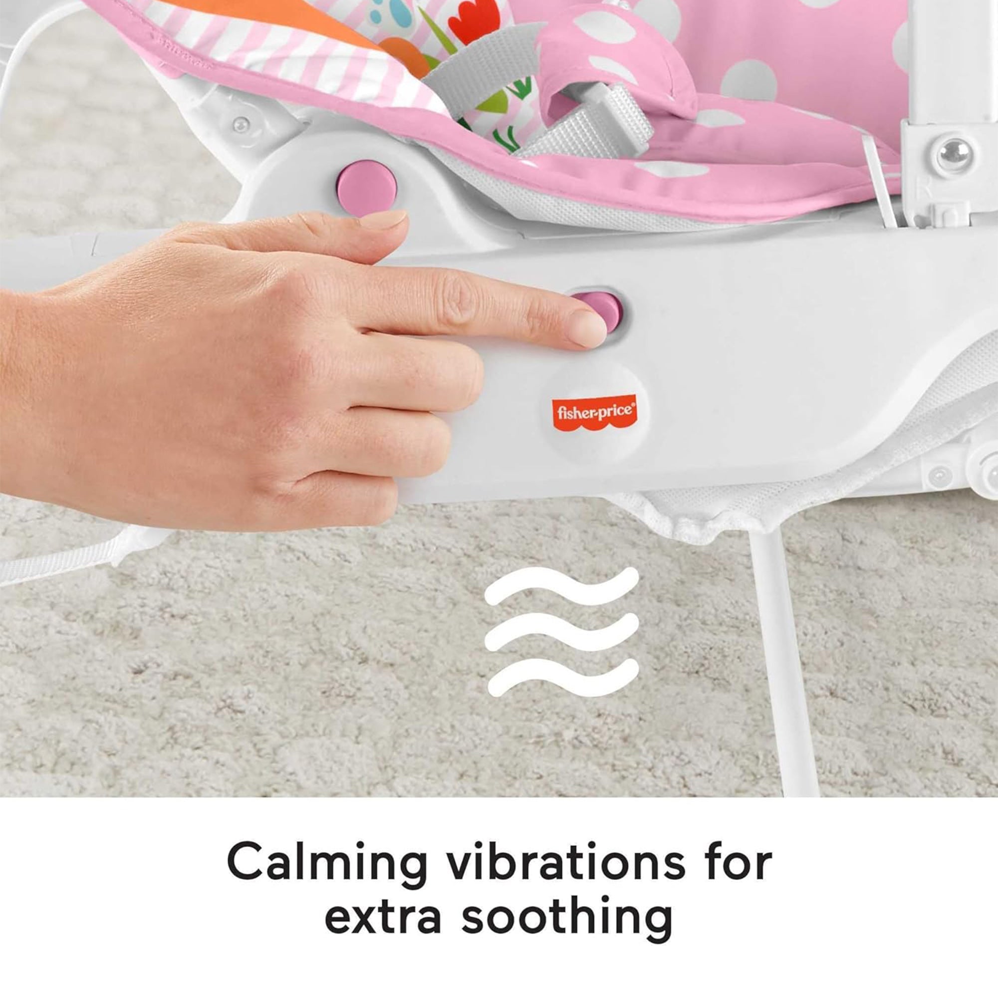 Fisher-Price Infant to Toddler Rocker with Removable Toy Bar, Pink Critters