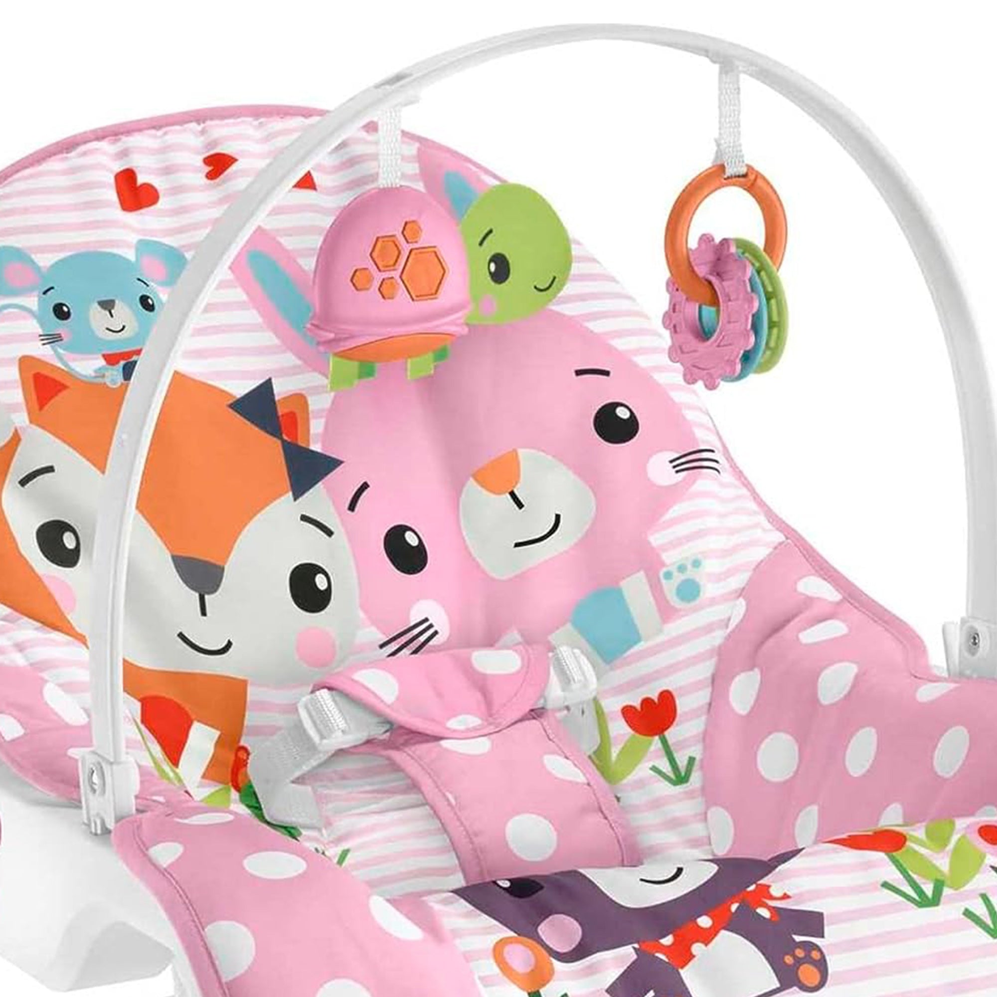 Fisher-Price Infant to Toddler Rocker with Removable Toy Bar, Pink Critters