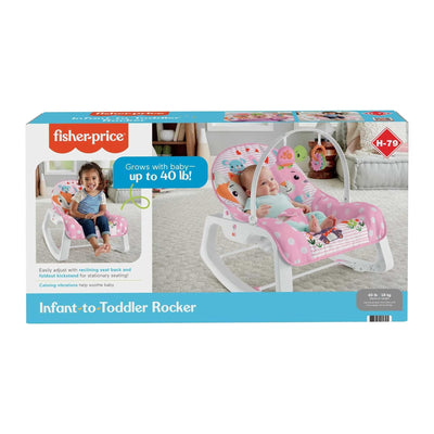 Fisher-Price Infant to Toddler Rocker with Removable Toy Bar, Pink Critters