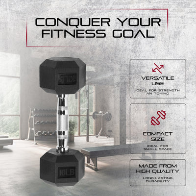 Signature Fitness Hex Dumbbells Strength Training Workout Equipment Set, 10 lbs - VMInnovations