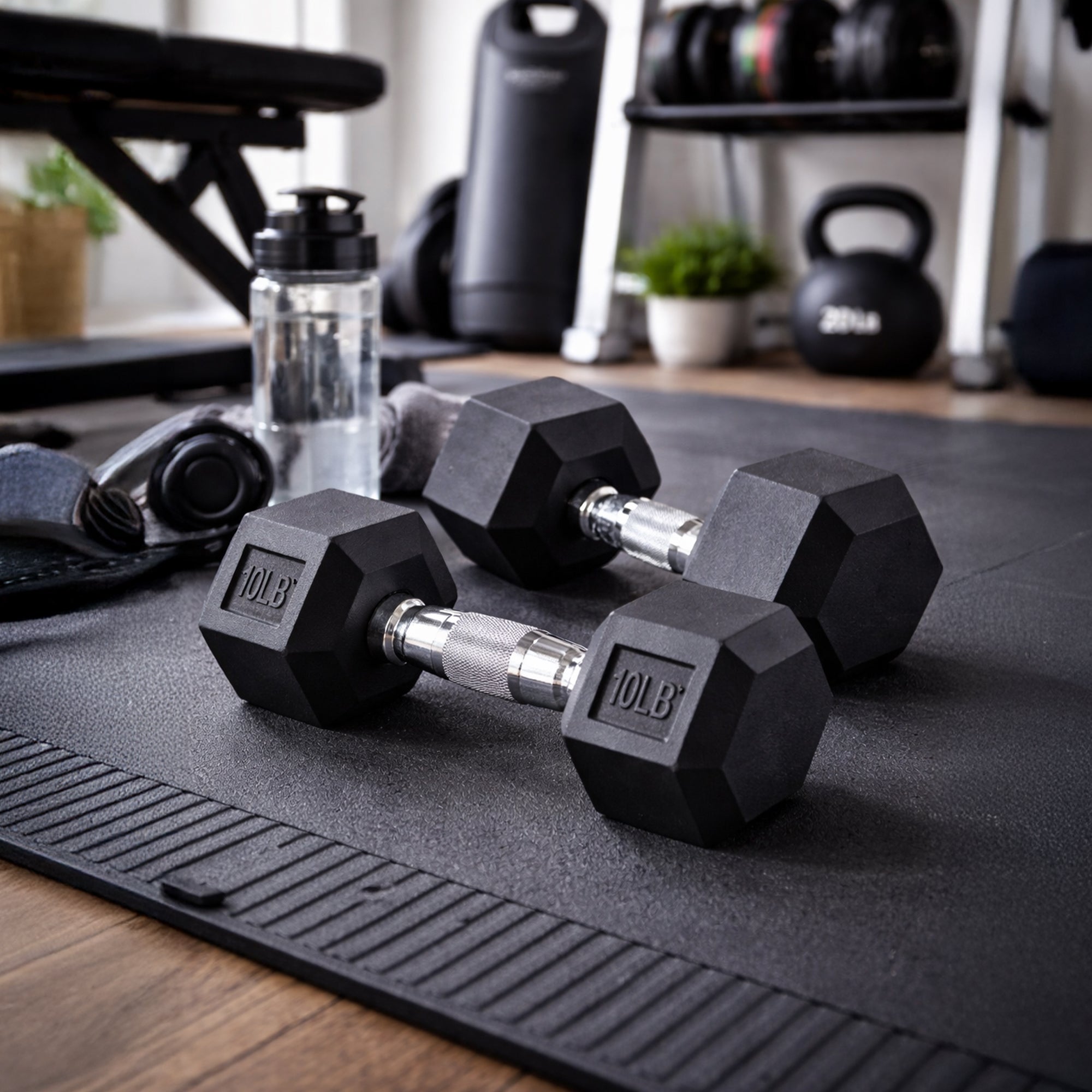Signature Fitness Hex Dumbbells Strength Training Workout Equipment Set, 10 lbs - VMInnovations