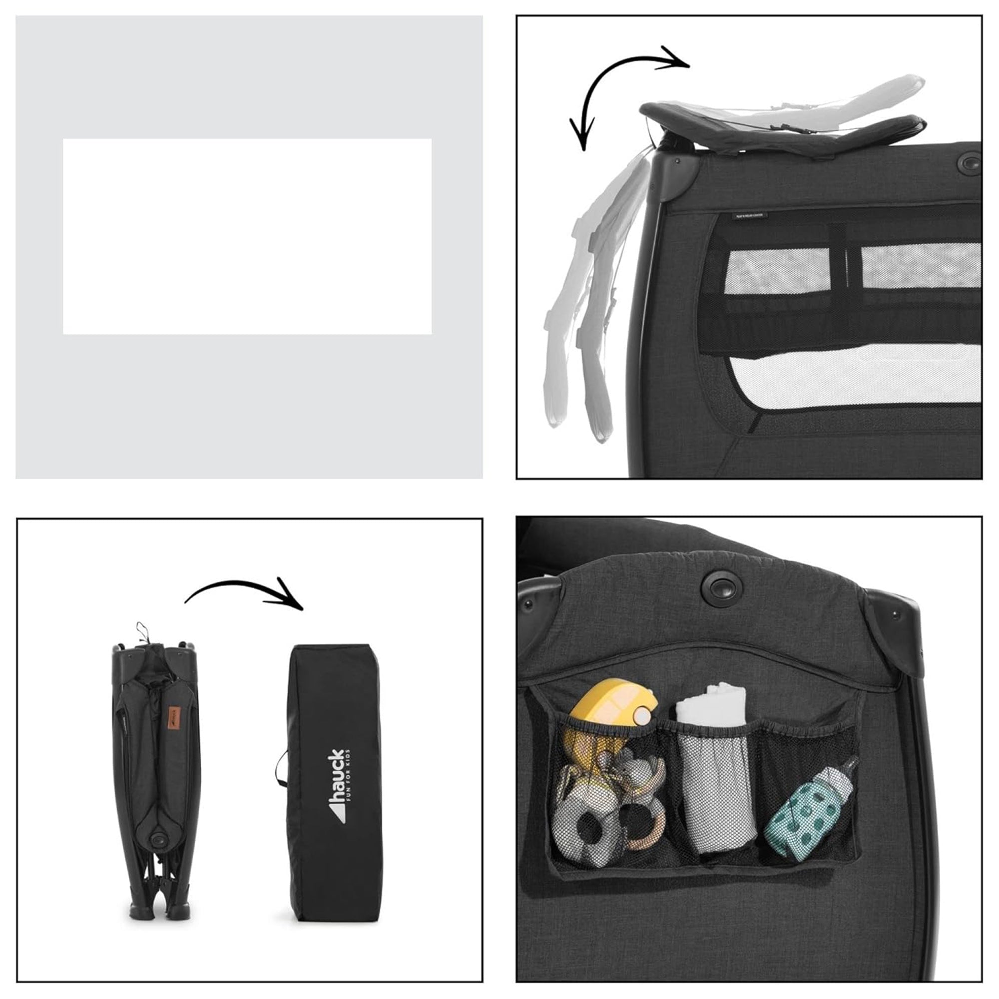 hauck Play N Relax Center Portable Baby Playard Crib w/Travel Bag, Black (Used) - VMInnovations