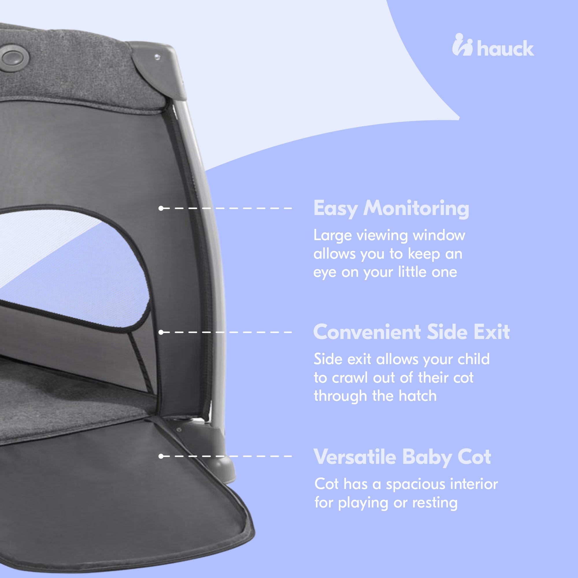 hauck Play N Relax Center Portable Baby Playard Crib with Travel Bag, Charcoal - VMInnovations