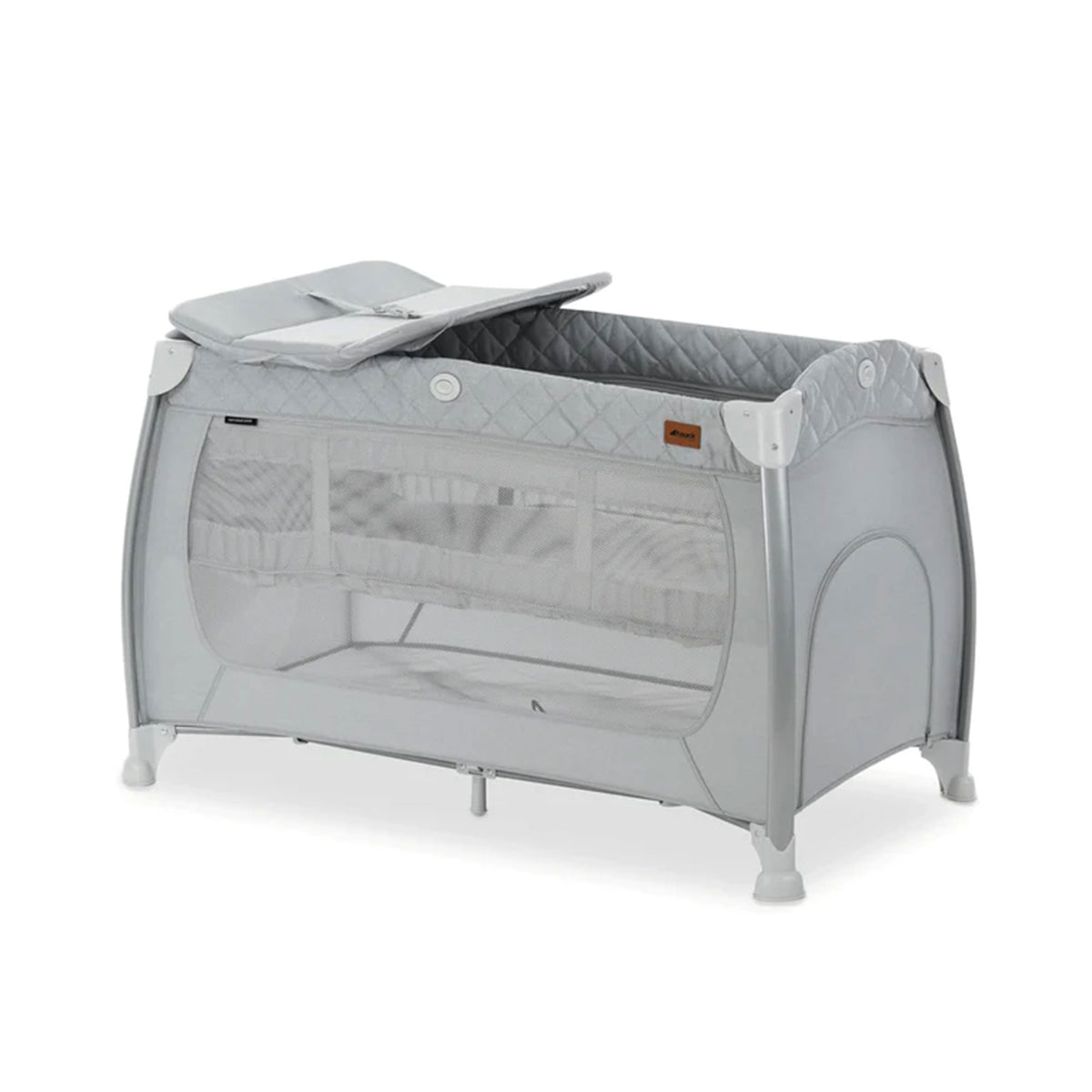 hauck Play N Relax Portable Baby Playard Crib w/ Travel Bag, Quilted Grey (Used)