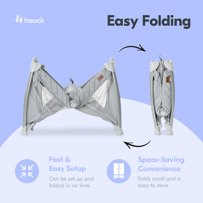 hauck Play N Relax Portable Baby Crib w/ Travel Bag, Quilted Grey (Open Box) - VMInnovations