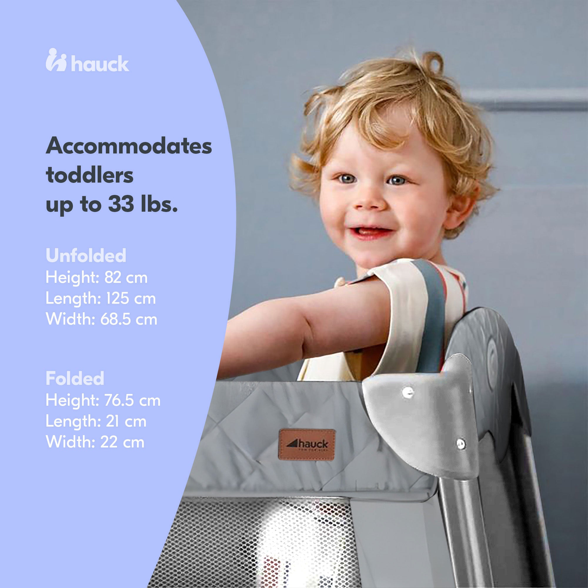 hauck Play N Relax Portable Baby Crib w/ Travel Bag, Quilted Grey (Open Box) - VMInnovations