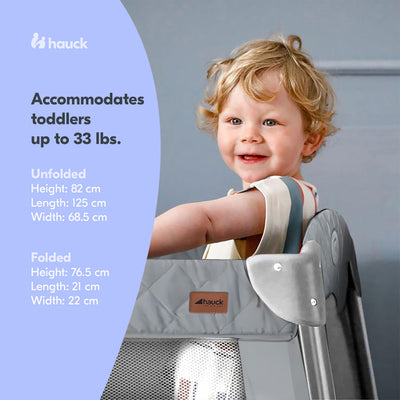 hauck Play N Relax Portable Baby Crib w/ Travel Bag, Quilted Grey (Open Box) - VMInnovations