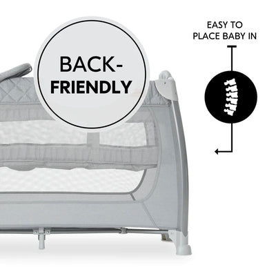 hauck Play N Relax Portable Baby Crib w/ Travel Bag, Quilted Grey (Open Box) - VMInnovations