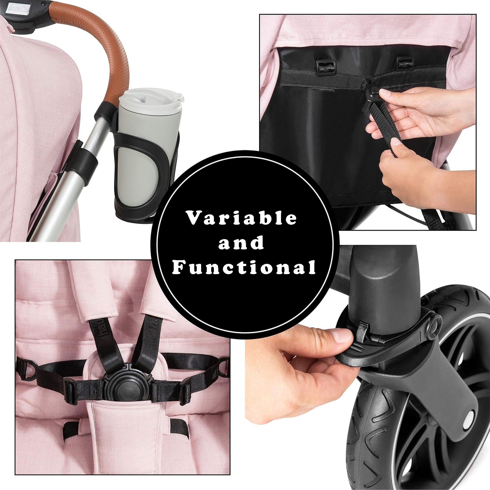 hauck Uptown Deluxe Folding Stroller with Cup Holder & Canopy, Rose (Open Box) - VMInnovations