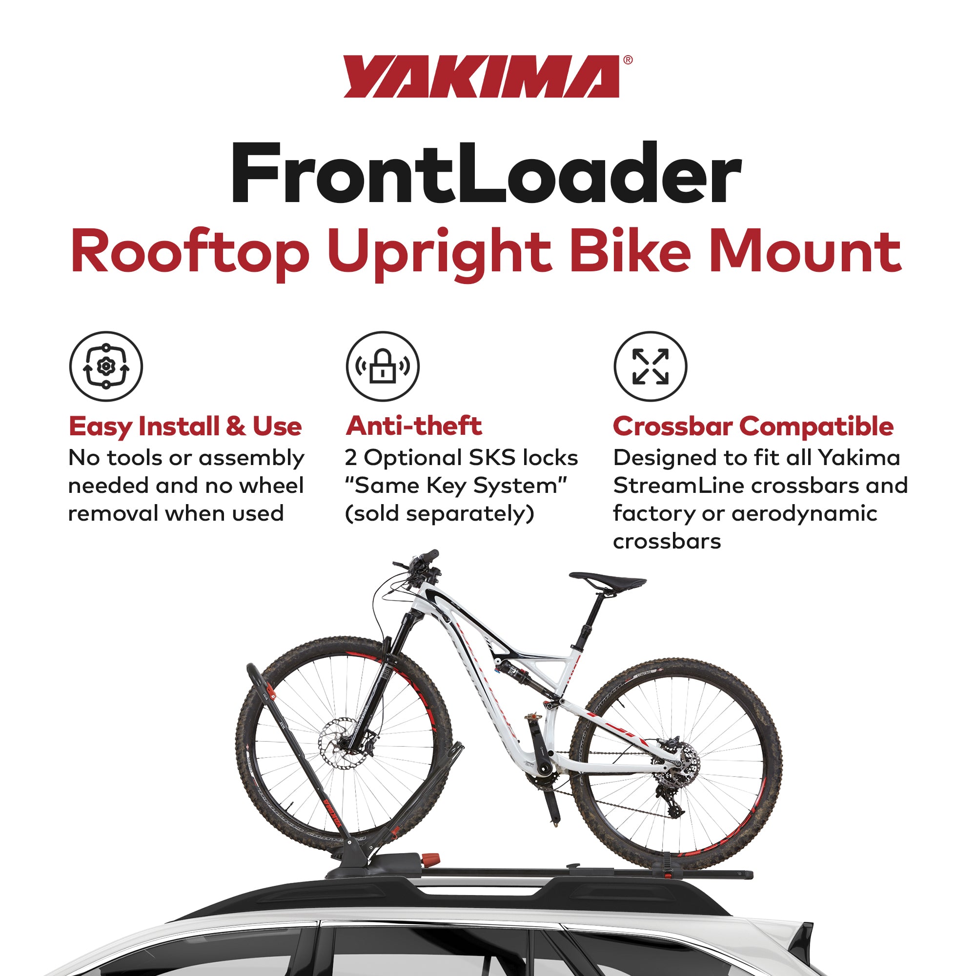 Yakima 1 Bike Capacity Car Rooftop Mount Upright Bike Rack, Black (Open Box)