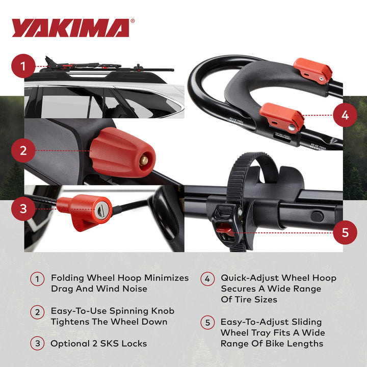 Yakima 1 Bike Capacity Car Rooftop Mount Upright Bike Rack, Black (Open Box)