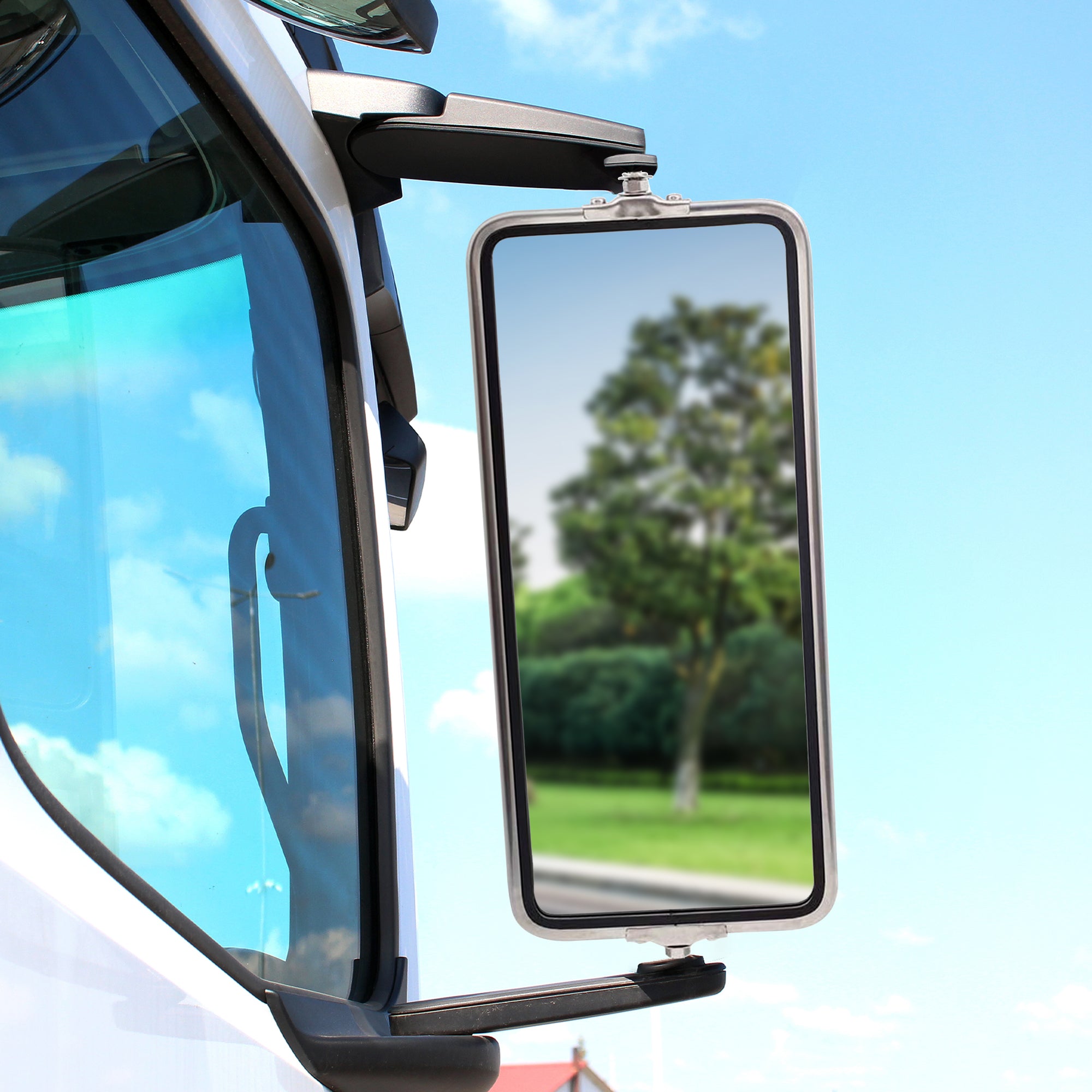 Brock Universal West Coast Stainless Steel Truck Side Mirror Head, 7" x 16"