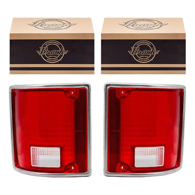 Brock Replacement Tail Lamp Lens Set with Chrome Trim for GMC and Chevrolet - VMInnovations