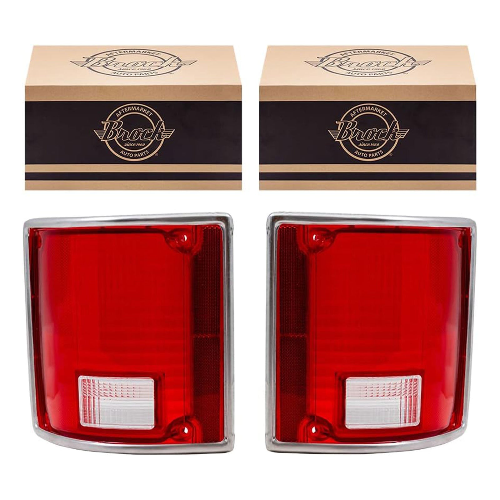 Brock Replacement Tail Lamp Lens Set w/Chrome Trim for GMC & Chevrolet(Open Box) - VMInnovations