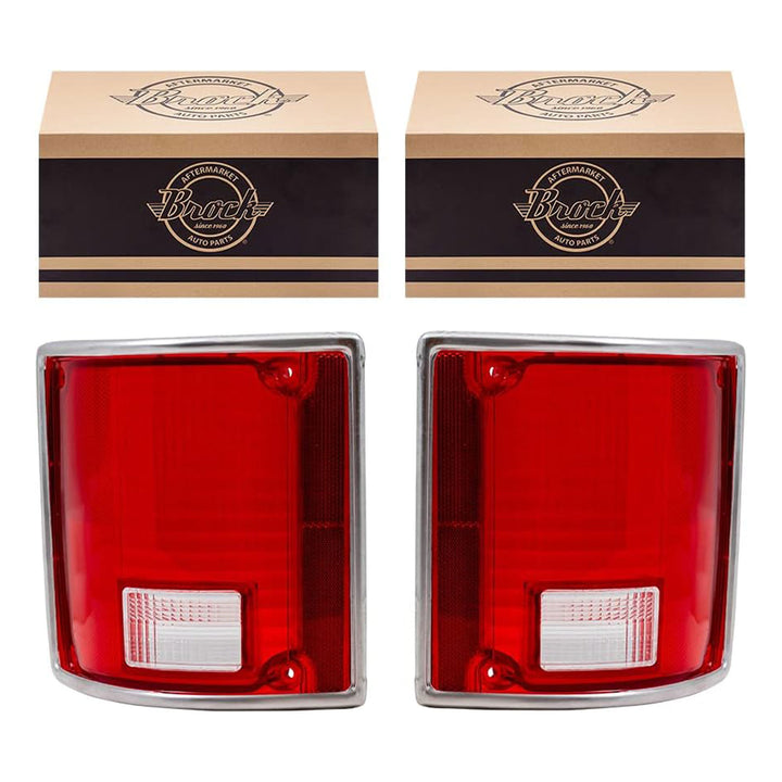 Brock Replacement Tail Lamp Lens Set w/Chrome Trim for GMC & Chevrolet(Open Box)