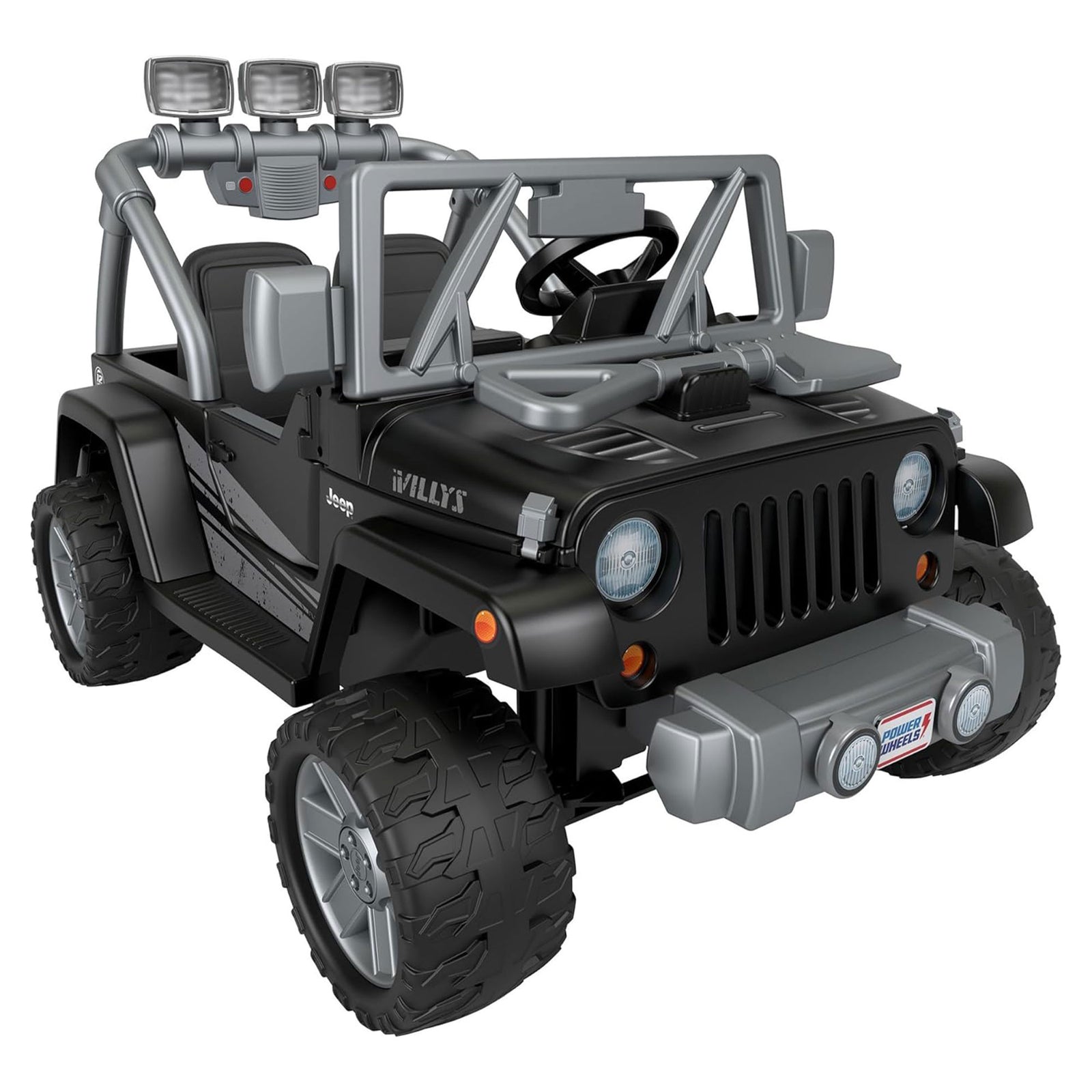 Power Wheels Jeep Wrangler Willys 2 Seater Toddler Kids Ride On Car SUV, Black - VMInnovations