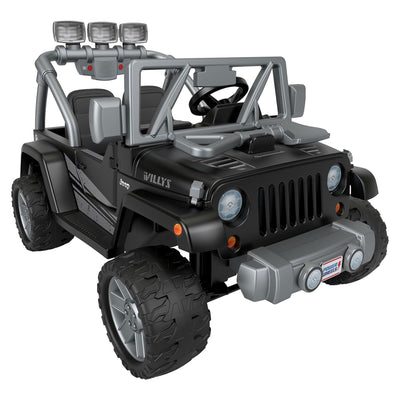 Power Wheels Jeep Wrangler Willys 2 Seater Toddler Kids Ride On Car SUV, Black - VMInnovations