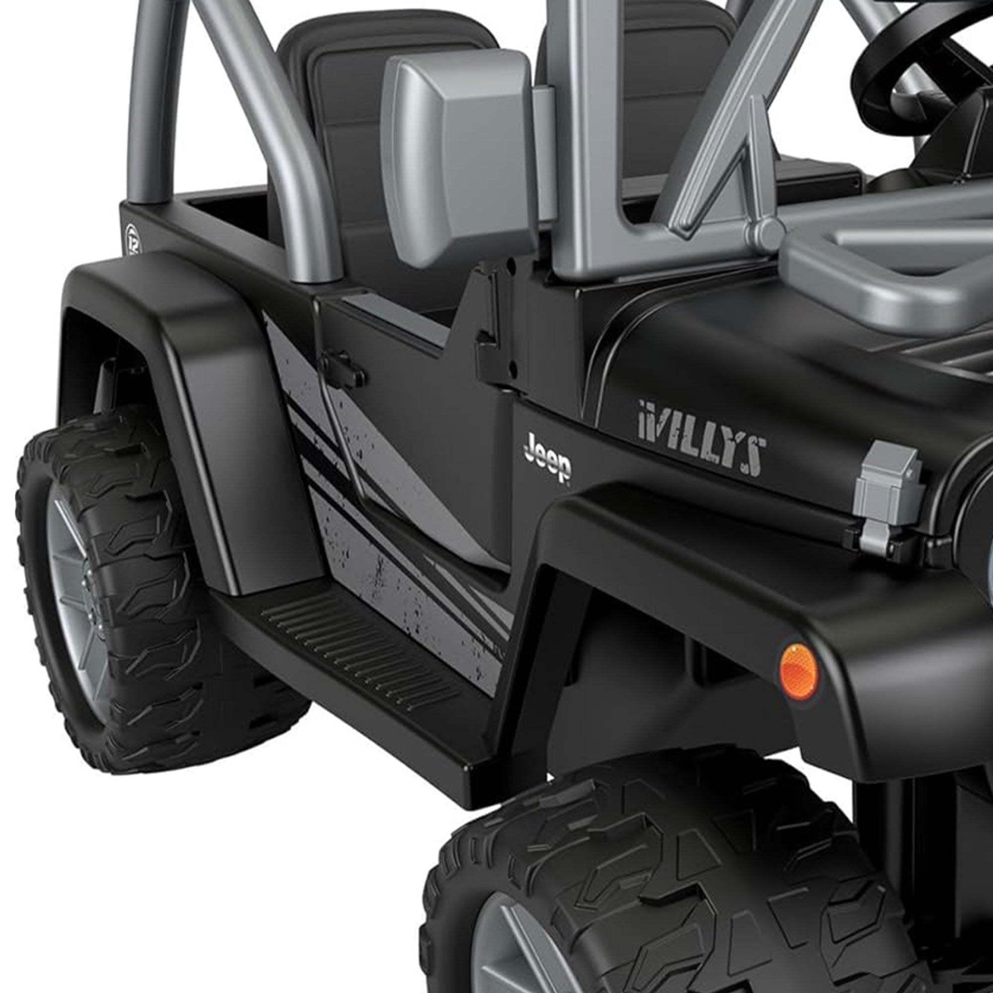 Power Wheels Jeep Wrangler Willys 2 Seater Toddler Kids Ride On Car SUV, Black - VMInnovations