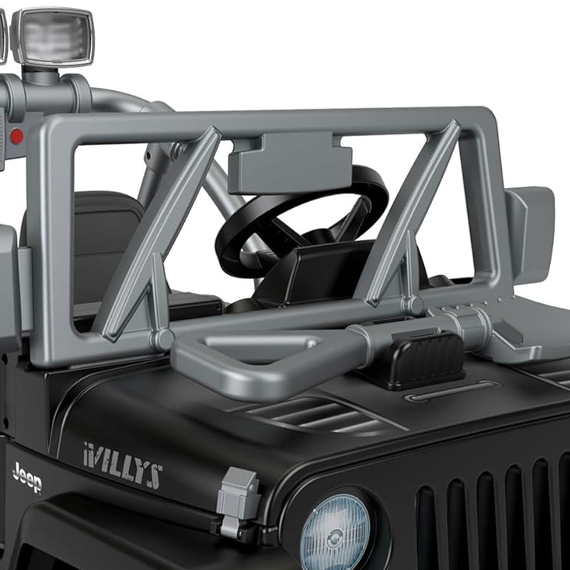 Power Wheels Jeep Wrangler Willys 2 Seater Toddler Kids Ride On Car SUV, Black - VMInnovations