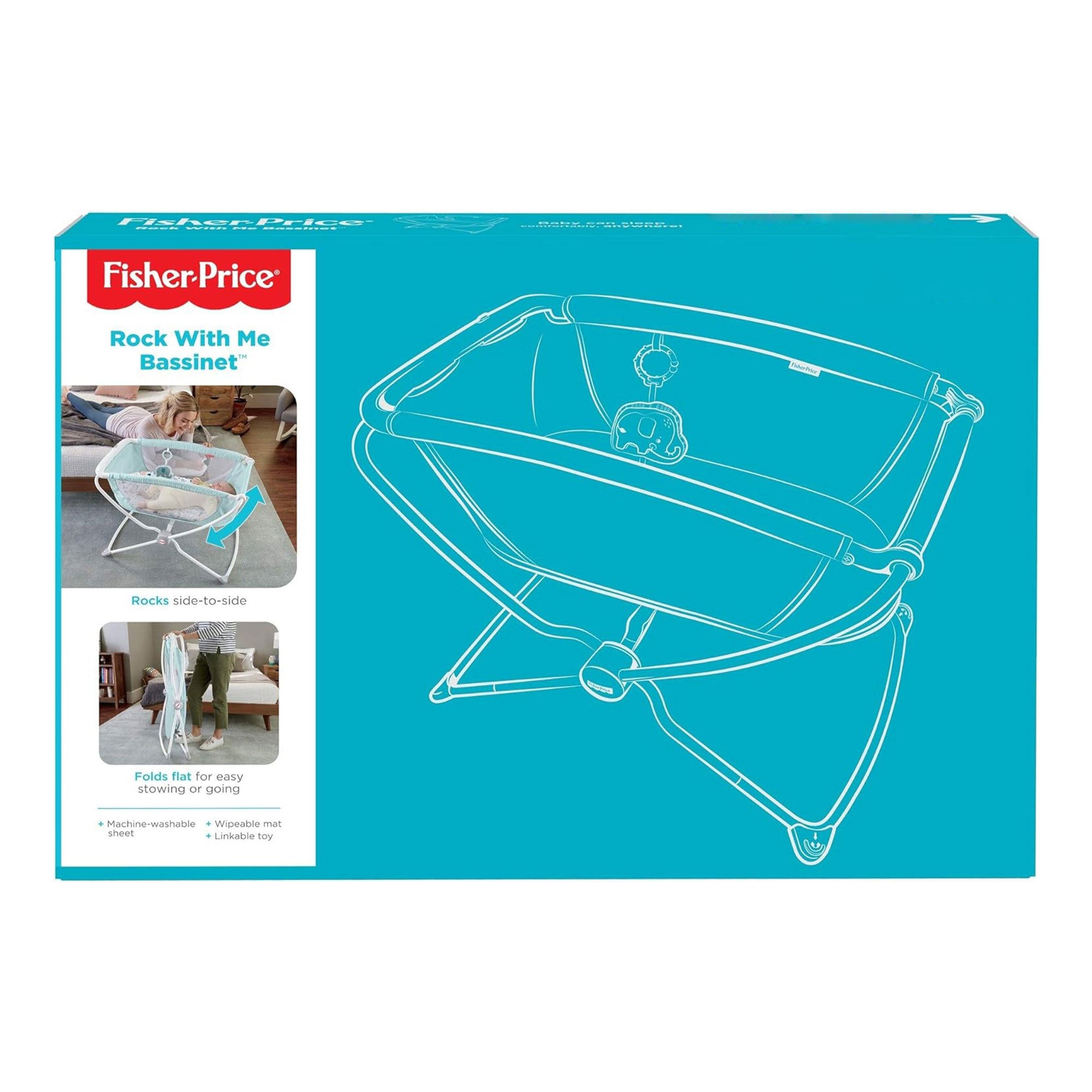 Fisher Price Rock with Me Bassinet Portable Baby Infant Crib with Play Toy, Blue - VMInnovations