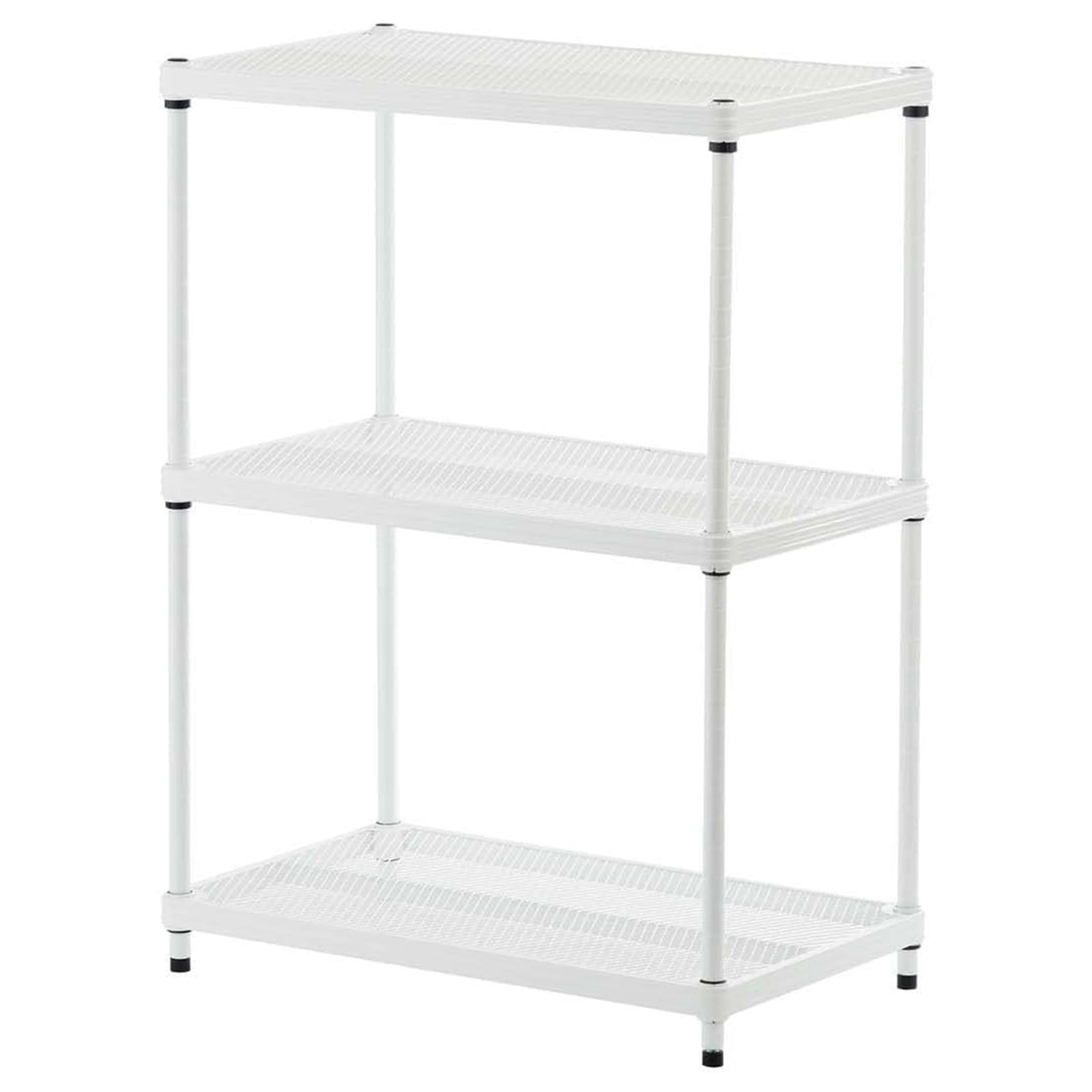 Design Ideas MeshWorks 3 Tier Full-Size Metal Storage Shelving Unit Rack, White - VMInnovations