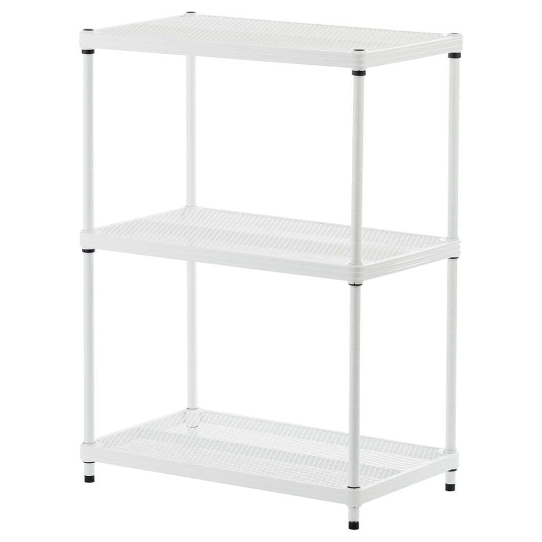 Design Ideas 3 Tier Full-Size Metal Storage Shelving Unit Rack, White (Used)