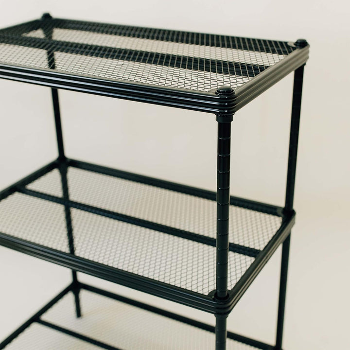 Design Ideas MeshWorks 3 Tier Full-Size Metal Storage Shelving Unit Rack, Black - VMInnovations