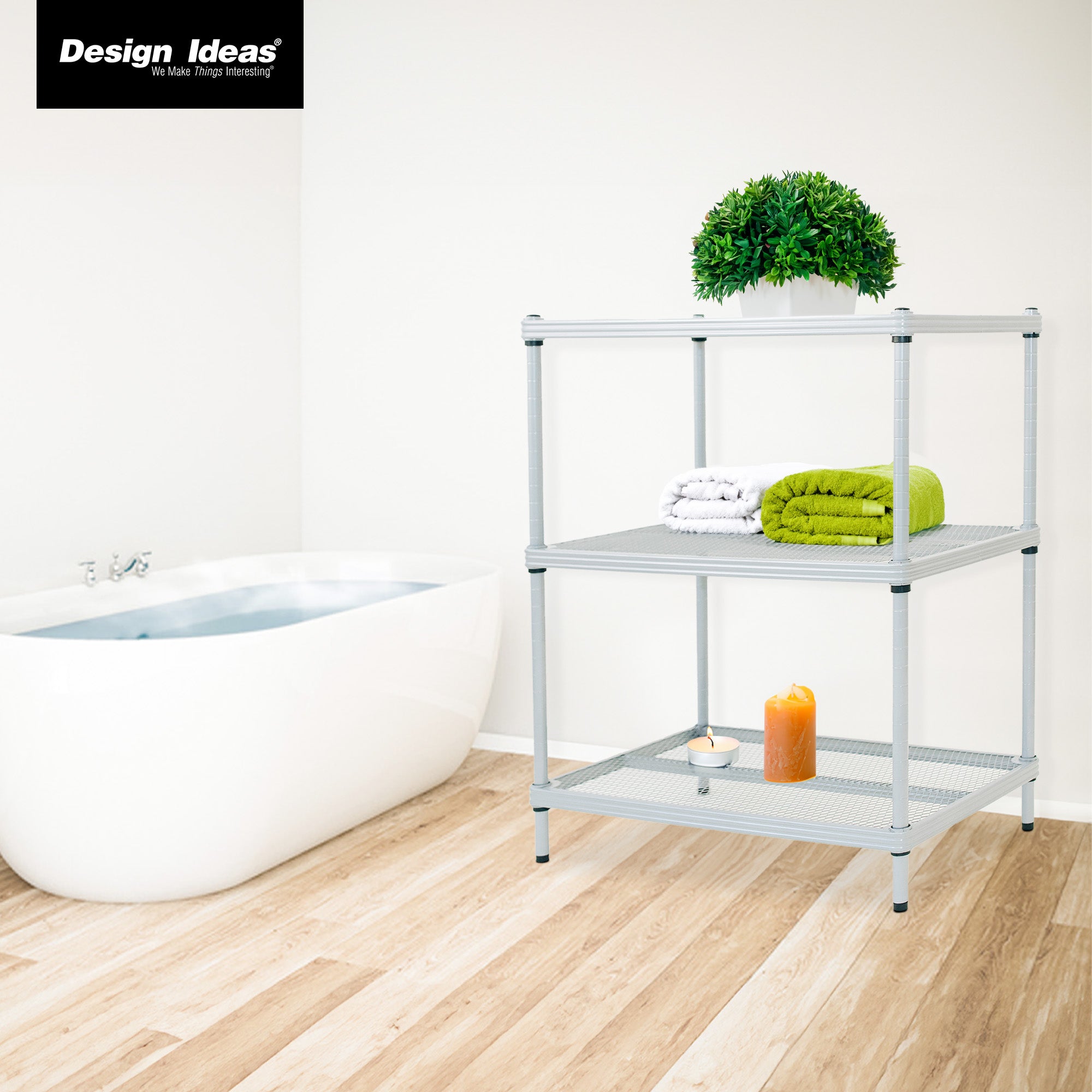 Design Ideas 3 Tier Full-Size Metal Storage Shelving Unit Rack, Silver(Open Box) - VMInnovations